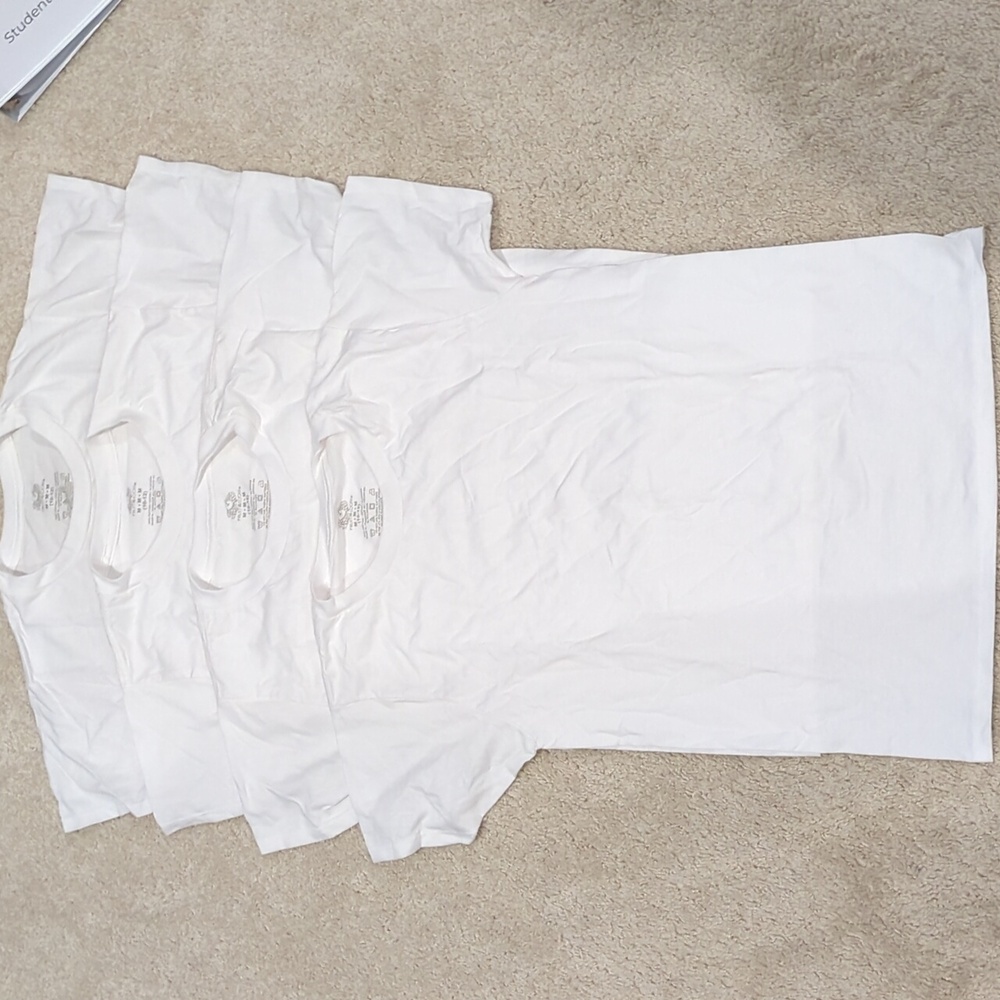 Sz M 10-12 Boys Fruit of the Loom Classic White Tee; Set Of 4